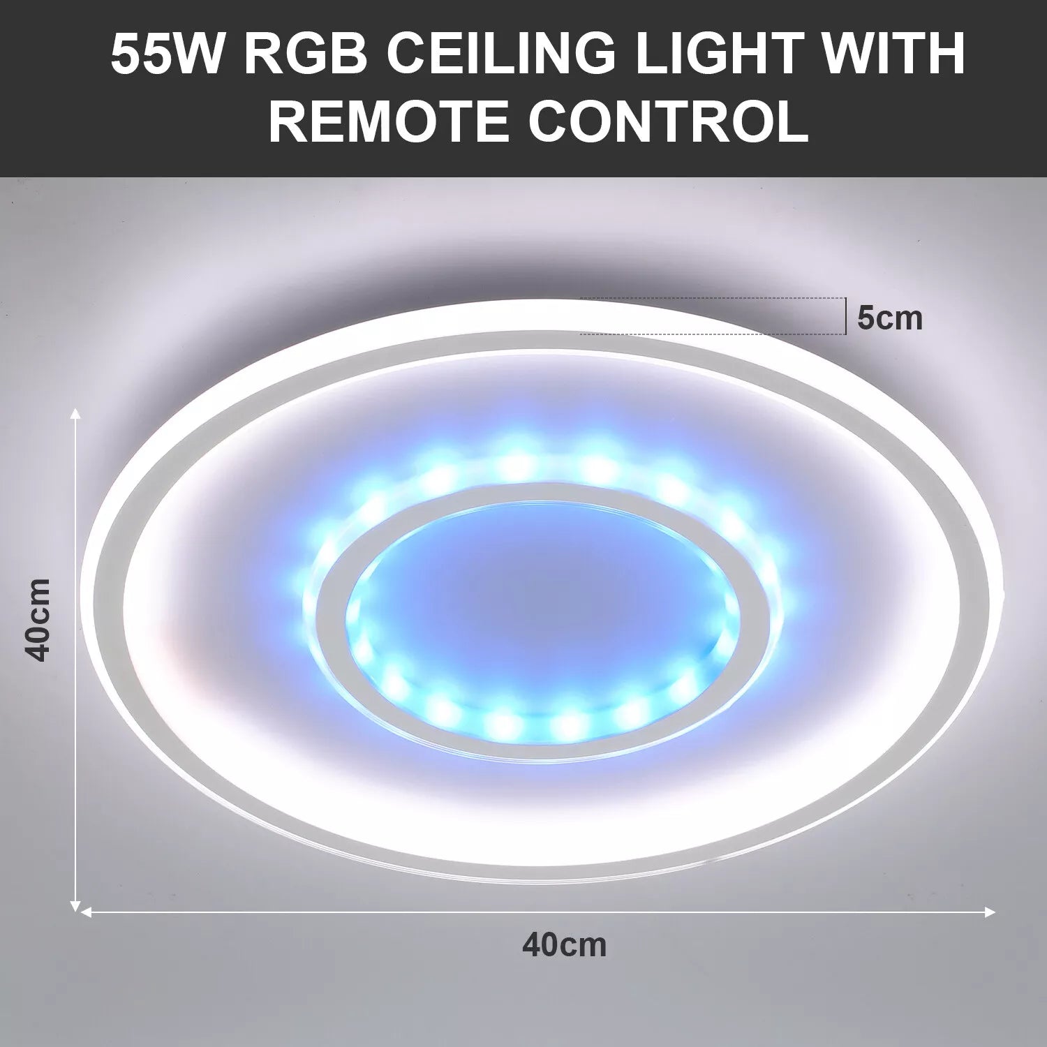 Buy Round LED Ceiling Light – Modern Chandelier with White Frame & RGB Mode