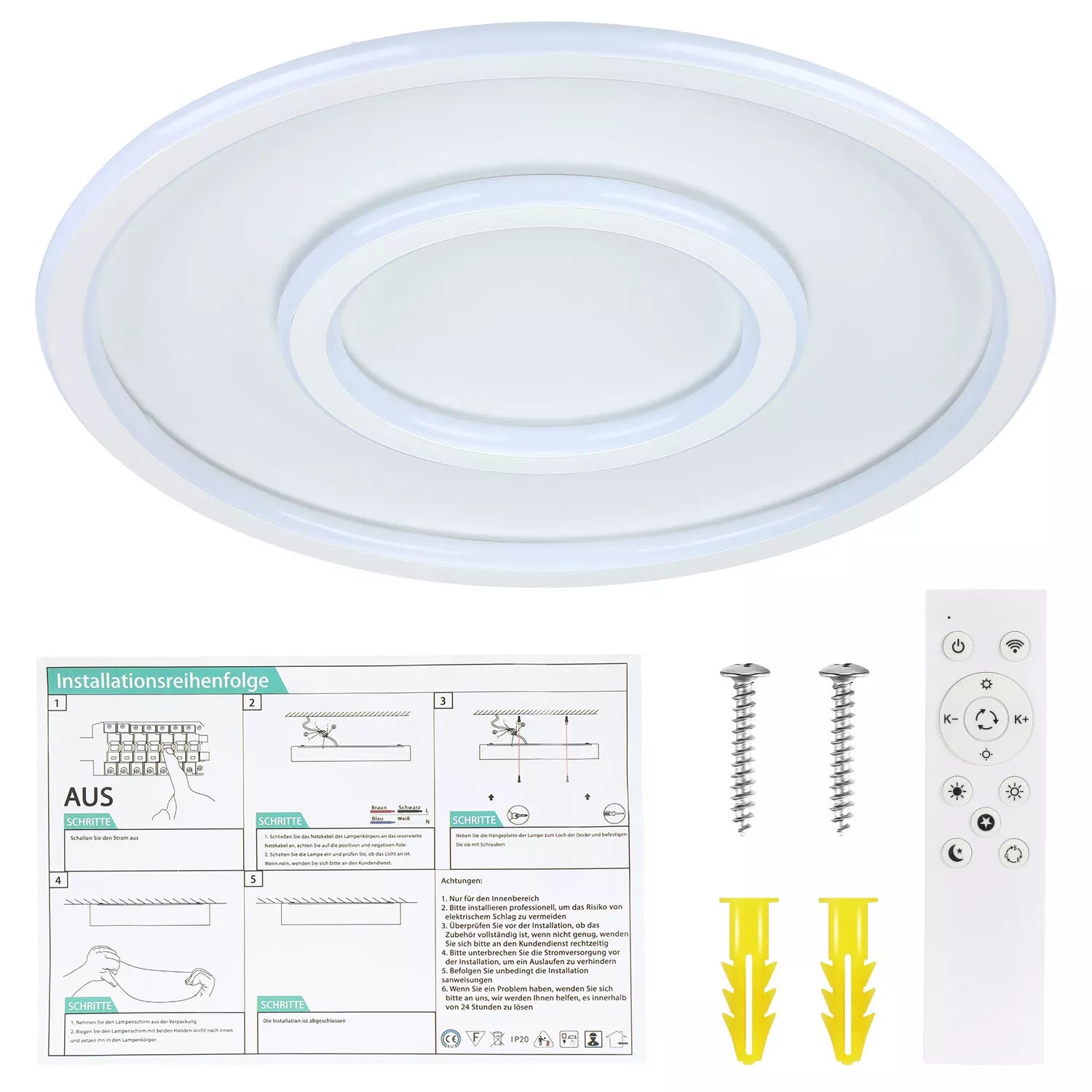 Buy Round LED Ceiling Light – Modern Chandelier with White Frame & RGB Mode