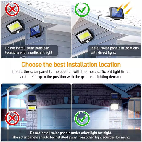 LED security light with PIR motion detection and solar power

