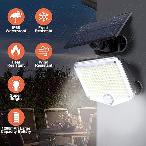 Solar-powered security light for outdoor walls

