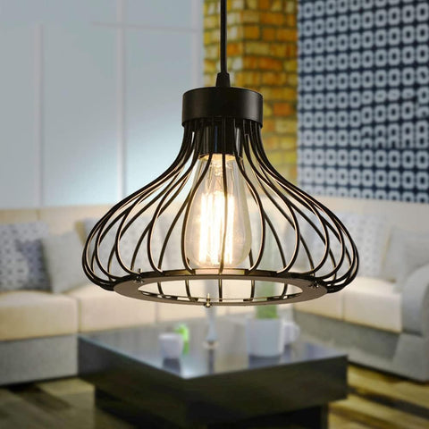 Industrial dome pendant light with black shade


