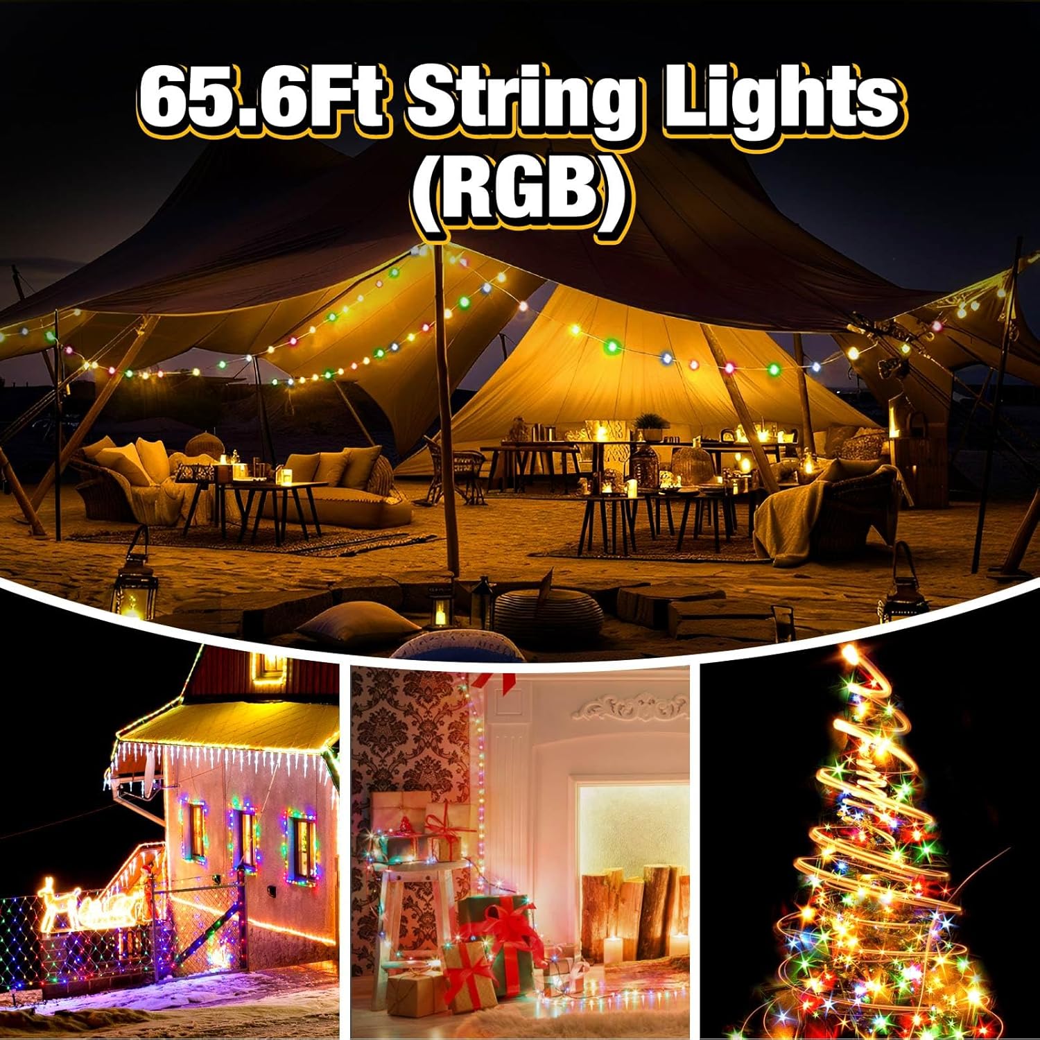 Compact string lights kit for hiking and travel

