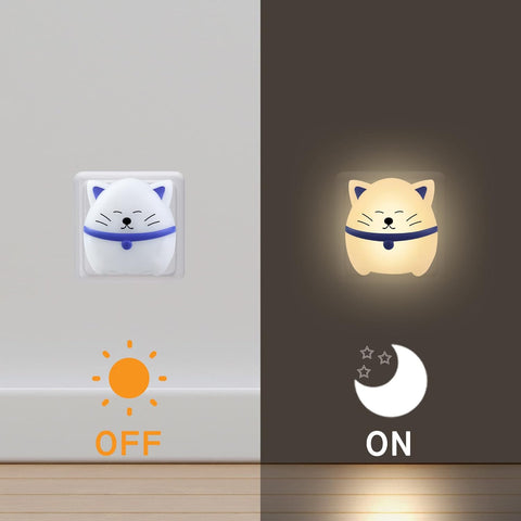 Cat-shaped night light switch with 'OFF' and 'ON' indicators on a neutral background