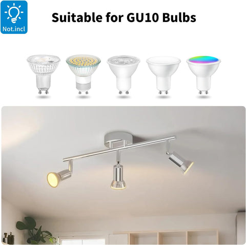 Ceiling light fixture with GU10 bulb compatibility on a white background