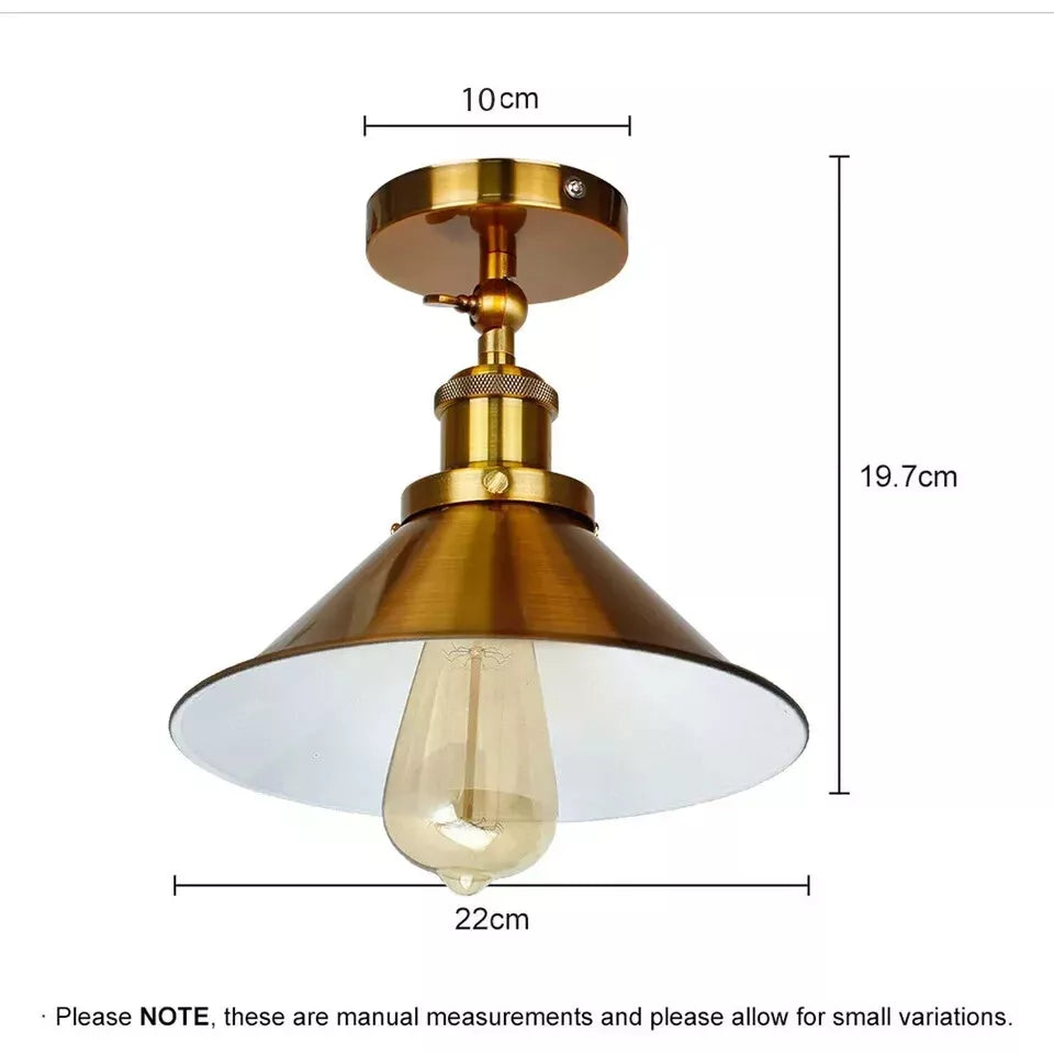 Ceiling Flush Light E27 Retro Industrial Cone Lampshade LED Ceiling Lamp