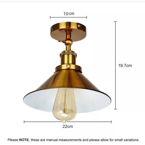 Ceiling Flush Light E27 Retro Industrial Cone Lampshade LED Ceiling Lamp