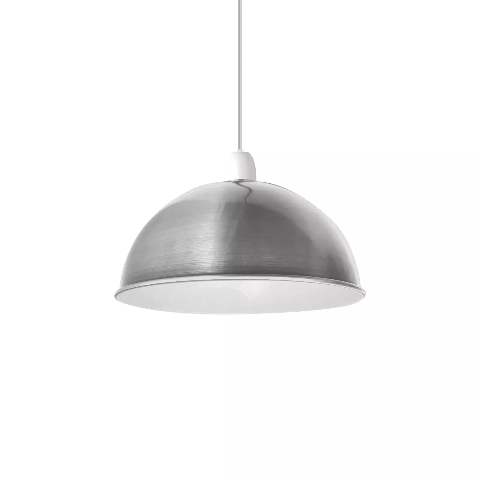 Metal dome light shade with a matte finish in a modern office

