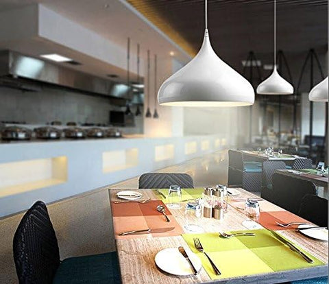 White modern ceiling pendant light fixture

