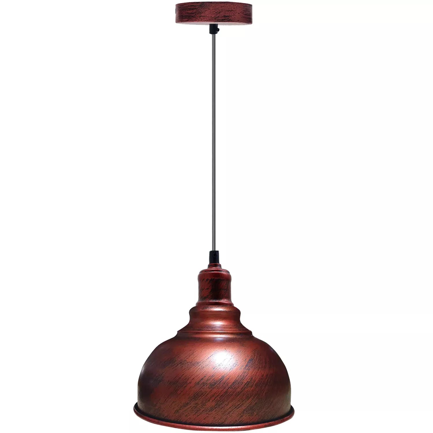 Black industrial pendant light over a kitchen island

