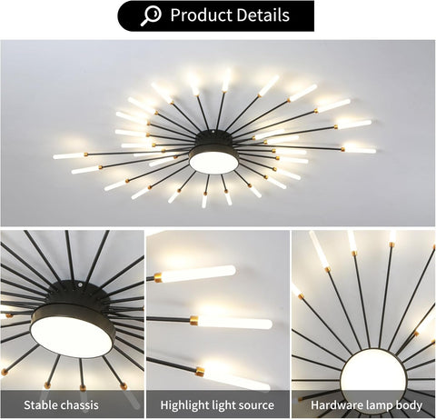 Ceiling light fixture in various rooms including living room, bedroom, restaurant, and study.