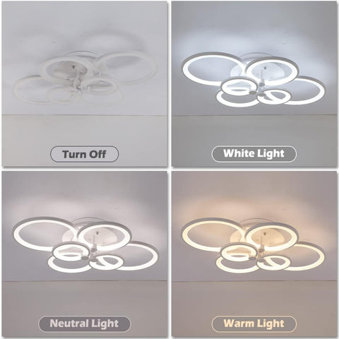 Ceiling light fixture showing different light settings on a gray background
