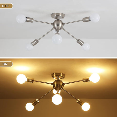 Ceiling light fixture shown in 'Off' and 'On' states with a clear difference in illumination.