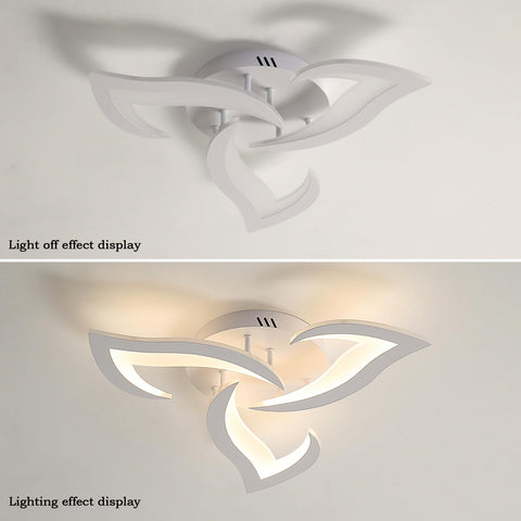 Ceiling light fixture shown in both off and on states against a white background.