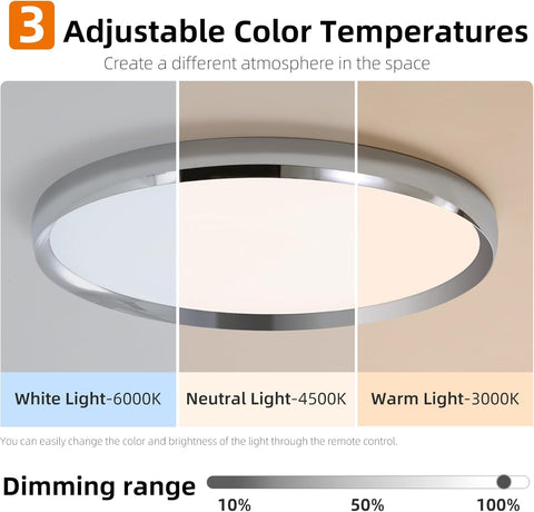 Ceiling light fixture with adjustable color temperature options on a neutral background