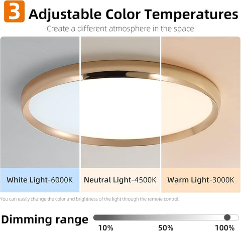 Ceiling light fixture with adjustable color temperature options on a gray background