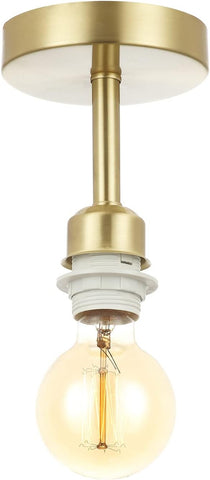 Ceiling light fixture with a gold finish and exposed bulb