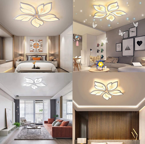 Ceiling light fixture with butterfly design in various room settings