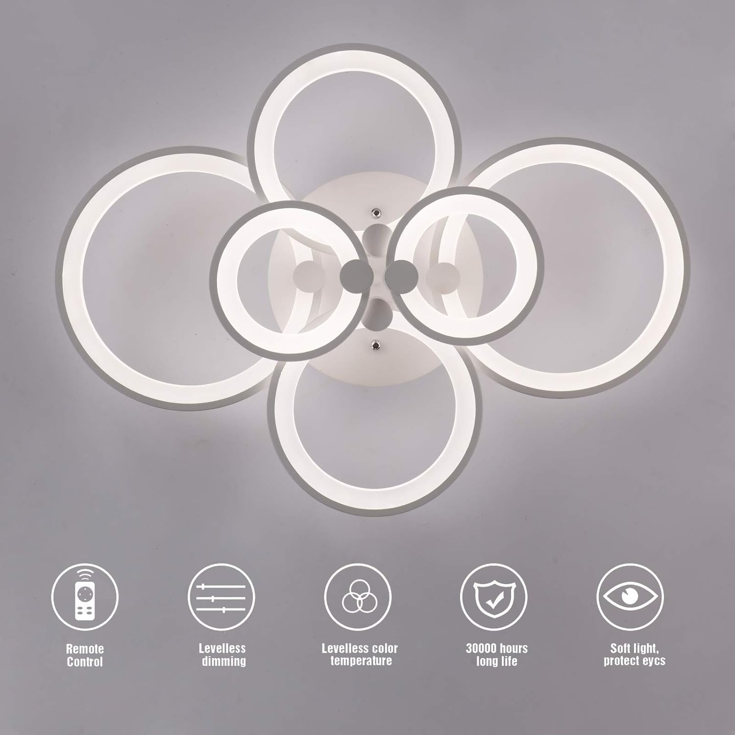 Ceiling light fixture with circular design on a gray background