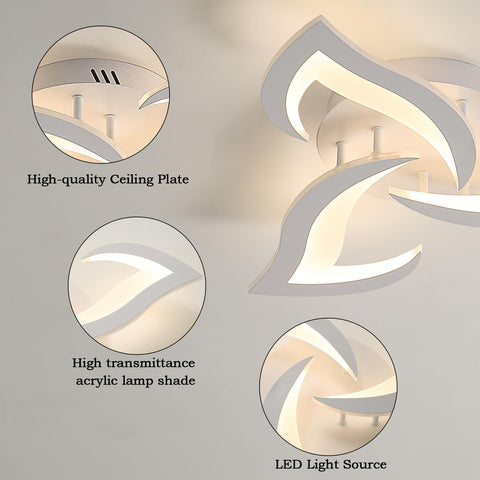 Ceiling light fixture with close-up details on a neutral background