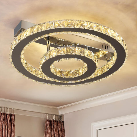 Ceiling light fixture with crystal design in a room setting
