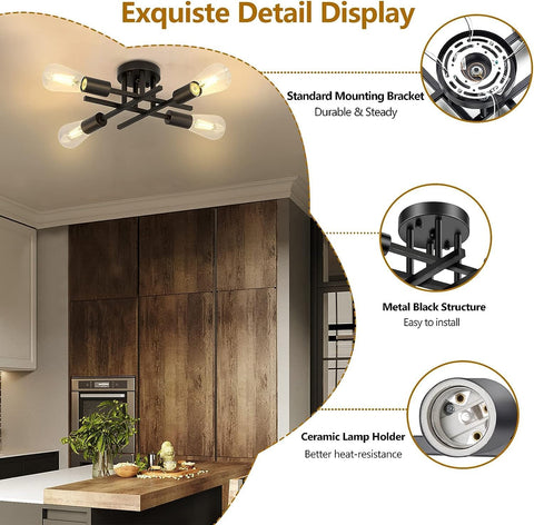 Ceiling light fixture with detailed features and kitchen background
