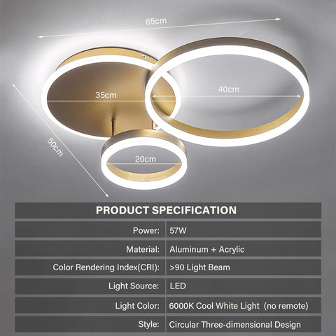 Ceiling light fixture with dimensions and product specifications on a gray background
