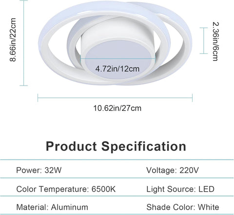 Ceiling light fixture with dimensions and specifications listed below.