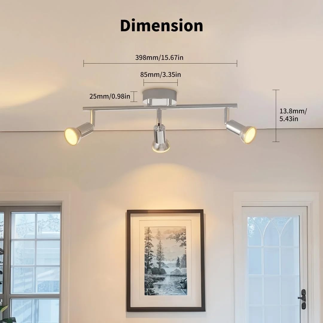 Ceiling light fixture with dimensions indicated on a neutral wall background