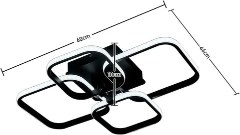Ceiling light fixture with dimensions labeled on a white background