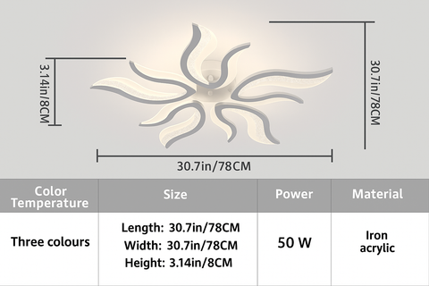 Ceiling light fixture with dimensions 