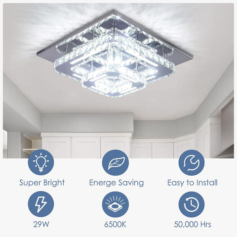 Ceiling light fixture with energy efficiency features displayed on a white background