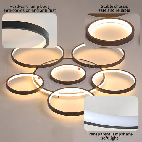 Ceiling light fixture with highlighted features on a gray background