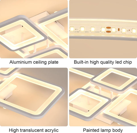 Ceiling light fixture with labeled components on a beige background