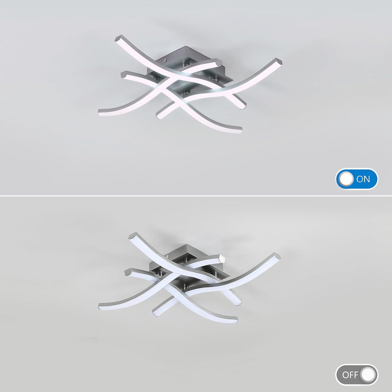 Ceiling light fixture with on/off switch on a gray background