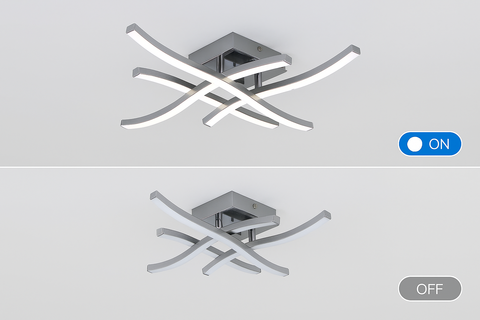 Ceiling light fixture with on/off switch on a gray background