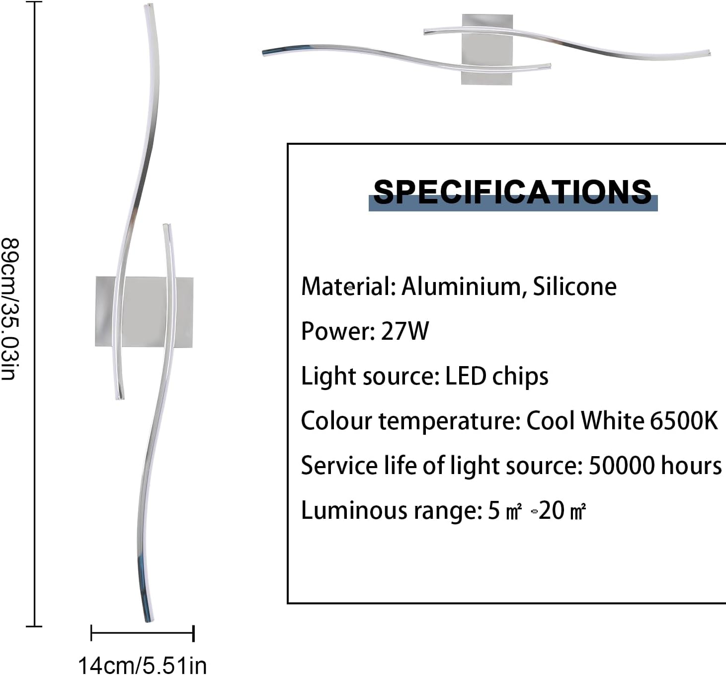 Ceiling light fixture with specifications on a white background