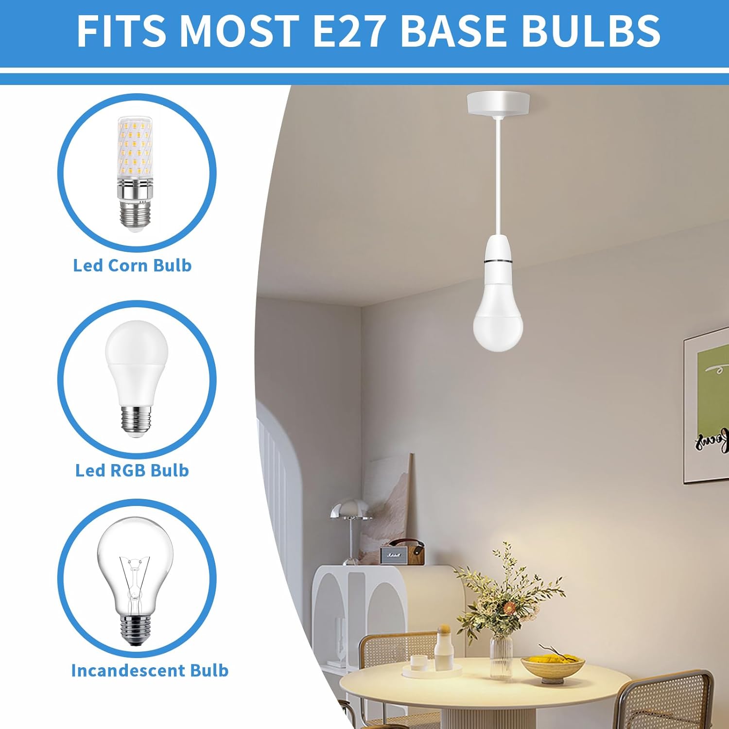 Ceiling rose light fitting with cable

