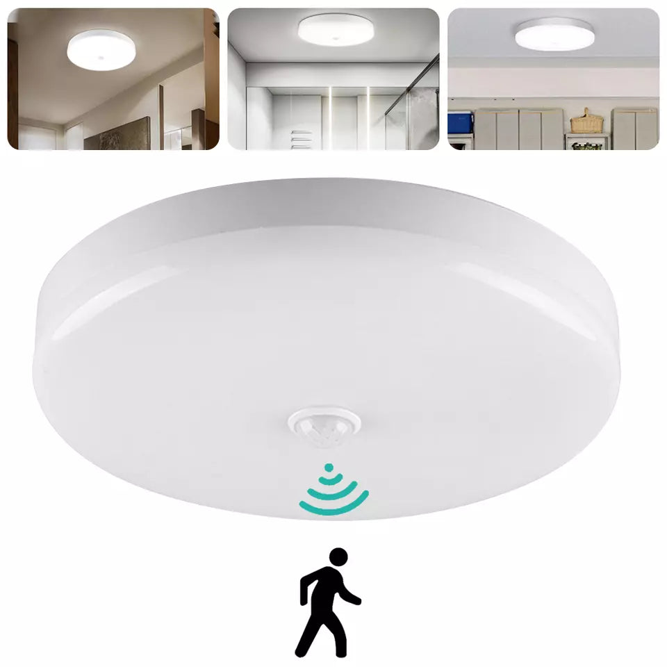 Ceiling sensor with images of rooms above it on a white background