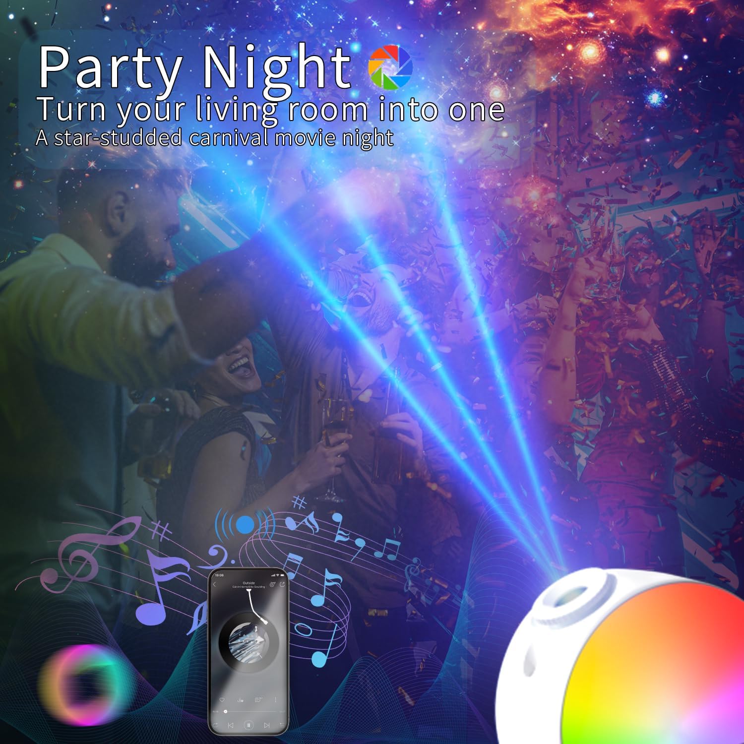 Ceiling star projector with nebula effects