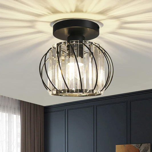 Elegant Small LED Crystal Chandelier Ceiling Light – Flush Mount Design

