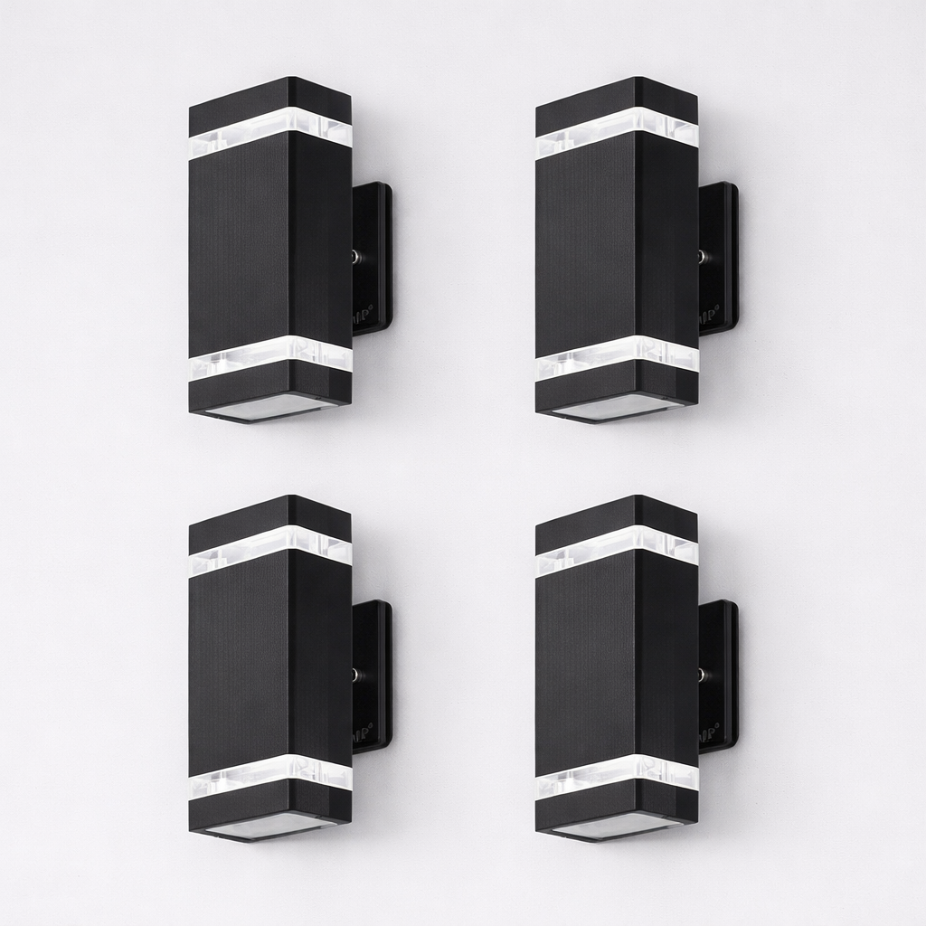 Modern Black Up & Down Outdoor Wall Light – Weatherproof Garden & Patio Lighting – GU10 Bulbs, Waterproof – Energy-Efficient Exterior Wall Lamp for UK Homes