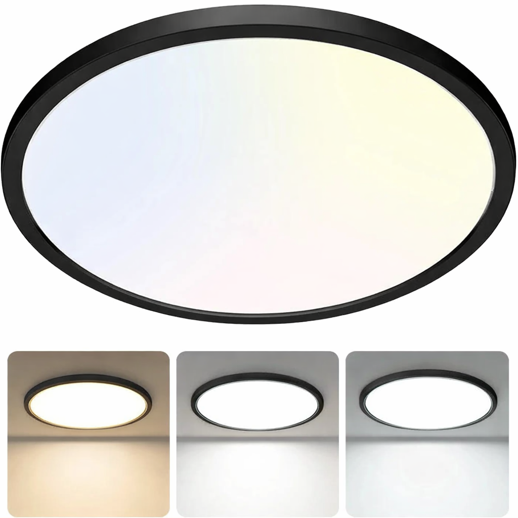 24W Round LED Ceiling Light - IP44 Waterproof - Adaptive Lighting Control - Flush Mount Round Design - Ideal for Bathrooms, Kitchens, Bedrooms & Indoor Spaces