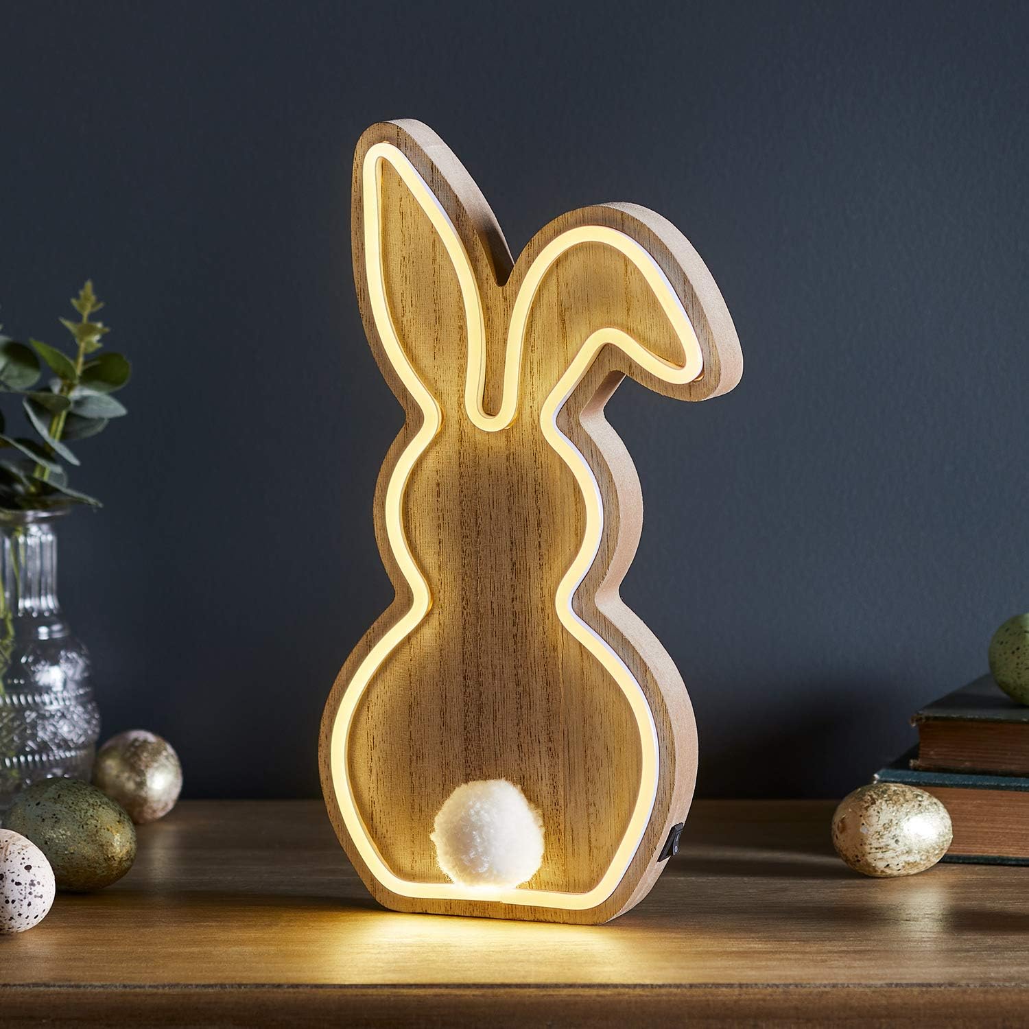 Children’s room bunny night light wooden LED lamp
