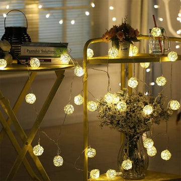 Christmas Indoor Rattan Ball Fairy Lights -Ambiance Lighting