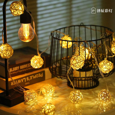 Christmas Indoor Rattan Ball Fairy Lights -Ambiance Lighting