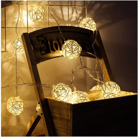 Christmas Indoor Rattan Ball Fairy Lights -Ambiance Lighting
