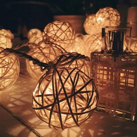 Christmas Indoor Rattan Ball Fairy Lights -Ambiance Lighting