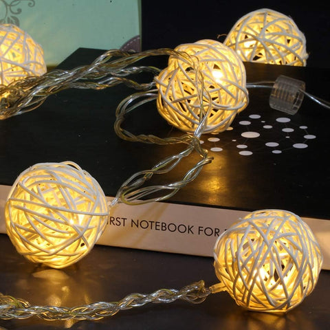 Christmas Indoor Rattan Ball Fairy Lights -Ambiance Lighting