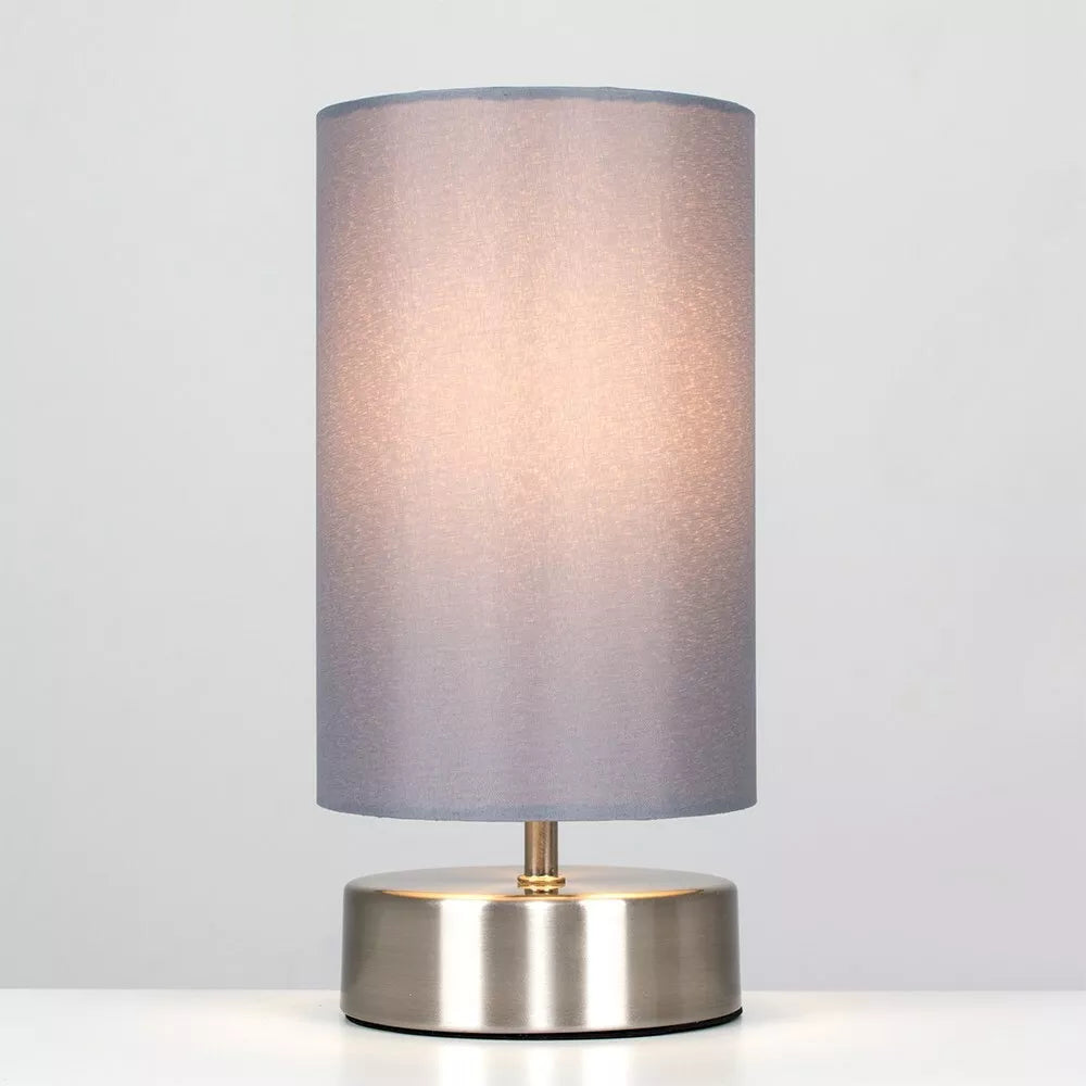 Chrome Bedside Touch Table Lamp 24cm Desk Task Light Lampshade LED Bulb Lighting
