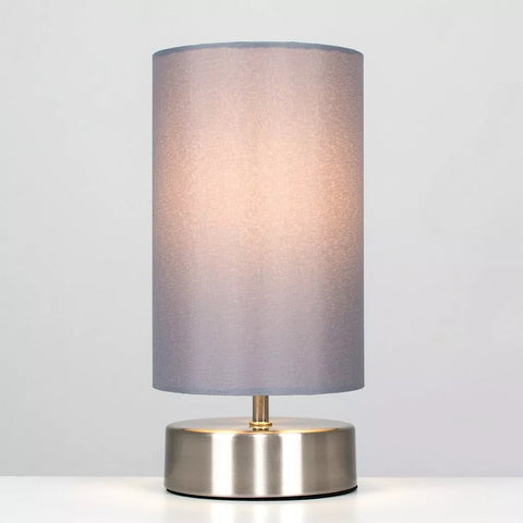 Chrome Bedside Touch Table Lamp 24cm Desk Task Light Lampshade LED Bulb Lighting